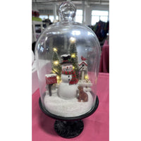 13.5" Illuminated Scenes Under Glass by Valerie Parr Hill Snowman New In box