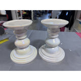 2 Valerie Parr Hill White Iridescent sold or color changing candle pedestals NB