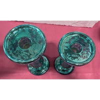 2 Mercury Glass Candle Holder Pedestals Valerie Parr Hill Green Same day shippin