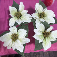 4 Valerie Parr Hill 6” Mini Faux Poinsettias In Silver Bowls SOLD OUT RETIRED