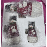 3 Snowman Wood look Figurines w Sweaters Scarves Valerie Parr Hill Holiday Decor