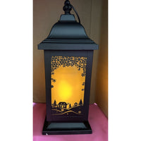 13" Illuminated Night Before Christmas Metal Lantern by Valerie Parr Hill Black