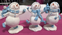 3 SNOWMAN PLAYING FIGURINES Valerie Parr Hill Holiday Winter Snow Retired NIB