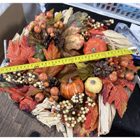 16" MAPLE LEAF PINECONE Pumpkin Wreath HARVEST FALL AUTUMN RETIRED New in Box