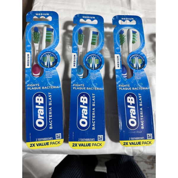 6ct Oral-B Bacteria Blast 3x2Pk Color Changing Indicator -8 Toothbrushes MEDIUM