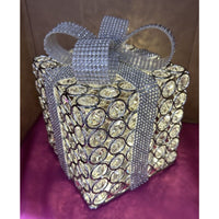 Valerie Parr Hill Light Faceted Gem Crystal Present Gift Box Rhinestone Bow Silv