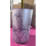 10" Valerie Par Hill Orchid's in Bloom Glass Hurricane Lamps Lilac Purple Color