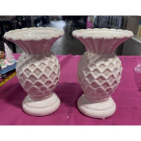 Set of 2 7.5" Ceramic Candle Pineapple Pedestals by Valerie Parr Hill RETIRED