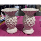 Set of 2 7.5" Ceramic Candle Pineapple Pedestals by Valerie Parr Hill RETIRED