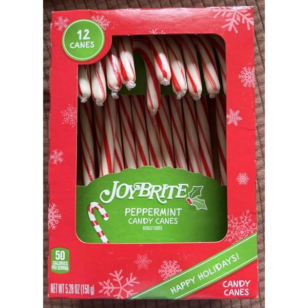 12 Boxes Joy Brite Peppermint Candy Canes, 12 in each box exp 8/2024