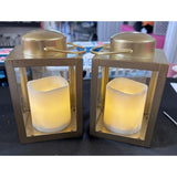 2 Candle Impressions 5" STARS Tapered Lanterns GOLD New In Box