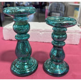 2 Mercury Glass Candle Holder Pedestals Valerie Parr Hill Green Same day shippin