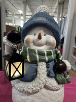 Valerie Parr Hill 24" Snowman with lighted lantern new in box RETIRED