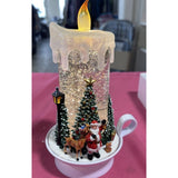 Valerie Parr Hill Santa Glitter Swirl Glitter Water Globe Candle Timer Function