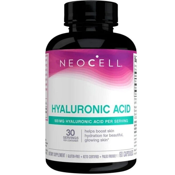 2 Bottles Neocell Hyaluronic Acid 100mg 60 Capsules Total Skin Hydration