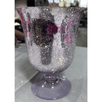 Valerie Parr Hill Cracked Glass Purple Centerpiece Vase Urn hurricane with light