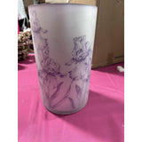 10" Valerie Par Hill Orchid's in Bloom Glass Hurricane Lamps Lilac Purple Color