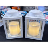 2 Candle Impressions 5" STARS Tapered Lanterns BRIGHT White New In Box