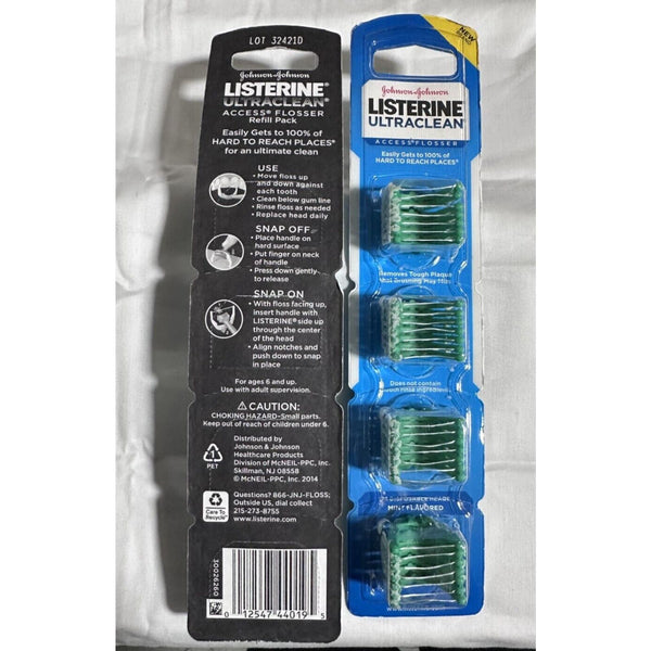 2 Pack Listerine Ultraclean Access Flosser Disposable Heads Mint Flavored 28 Ct