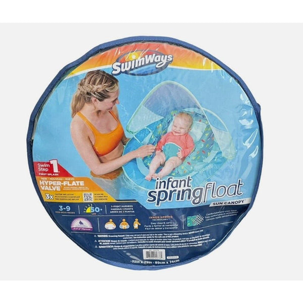 SwimWays Step 1 Infant Baby Spring Float w/ Adjustable Sun Canopy 3-9 months NIP