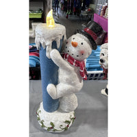 12” Lighted Christmas Snowman w/ scarf Candle Valerie Parr Hill SAME DAY SHIP