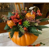 9" Orange Harvest Pumpkin Pine Centerpiece Valerie Parr Hill New Halloween