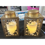 2 Candle Impressions 5" STARS Tapered Lanterns GOLD New In Box