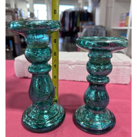 2 Mercury Glass Candle Holder Pedestals Valerie Parr Hill Green Same day shippin