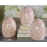 3 Illuminated Porcelain Wisteria Floral Easter Eggs Valerie Part Hill RETIRED