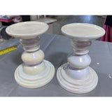 2 Valerie Parr Hill White Iridescent sold or color changing candle pedestals NB