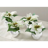 4 Valerie Parr Hill 6” Mini Faux Poinsettias In Silver Bowls SOLD OUT RETIRED