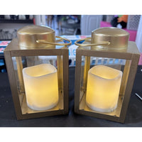 2 Candle Impressions 5" STARS Tapered Lanterns GOLD New In Box