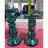 2 Mercury Glass Candle Holder Pedestals Valerie Parr Hill Green Same day shippin