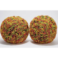 Wicker Park Set of (2) 13" Faux Flower In/Outdoor Garden Spheres Red/Orange FALL