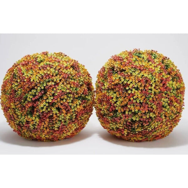 Wicker Park Set of (2) 13" Faux Flower In/Outdoor Garden Spheres Red/Orange FALL